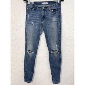 KANCAN Womens SIZE 28 Medium Wash Distressed Mid-Rise SKINNY JEANS KC8106 EUC